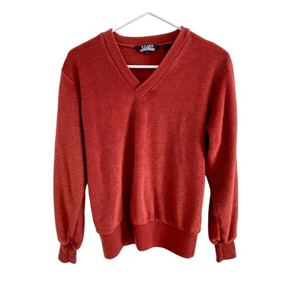 Vintage Stage 70s/80s Mens V-Neck Terry Cloth Sweatshirt - Picture 1 of 4